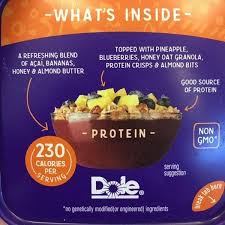 2,000 calories a day is used for general nutrition advice. Acai Bowls Blend With Fruit Granola Dole