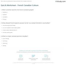 Sustainable coastlines hawaii the ocean is a powerful force. Quiz Worksheet French Canadian Culture Study Com
