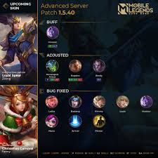 Mobile legends has a advanced server, you can switch this server and learn news before the normal server's players. Mobile Legends Bang Bang On Twitter Patch 1 5 40 Advanced Server Highlights Mobilelegendsbangbang Mgl Mlbbmgl New