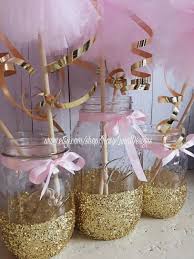Pink And Gold Birthday Party Decor Mason Jar Set Pink And Gold Wedding Decor Bab Pink And Gold Birthday Party Gold Birthday Party Birthday Party Decorations