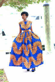 African Print Maxi Dress Royal Blue Brown Orange African Fashion African Fashion Designers Fashion