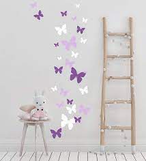 Butterflies decorations created with paper can be designed in various sizes, shapes, styles and colors. Butterfly Wall Decals Beautiful Girls Wall Stickers Wall Art Vinyl Stickers For Bedroom Peel And Stick Kids Room Decor Nursery Toddler Teen Decorations Playroom Birthday Gift Lilic Lavender White Wall Decor