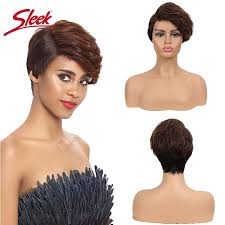 In fact, black hairspray has the largest and finest selection of human hair wigs from brands such as milky way, sensationnel, motown tress, hollywood, diana and more. Sleek Short Human Hair Wig Pixie Cut Wig Mx Black Brown 100 Reamy Brazilian Part Lace Wigs For Black Women Cheap Red Wig Full Machine Wigs Aliexpress