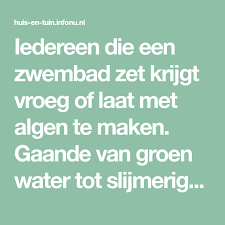 iedereen die een zwembad zet krijgt vroeg of laat met algen te maken gaande van groen water tot slijmerige slierten die aan de rand en op zwembad water groen