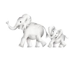 Elephant Nursery Safari Art Print Mother And Baby Jungle Animal Prints Childrens Art Sketch Pencil Drawing Baby Animal Artwork Baby Elephants Art Baby Elephant Drawing Mom And Baby Elephant