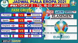 Berita terkini, jadwal siaran langsung, prediksi pertandingan, live score, klasemen hingga hasil pertandingan. Jadwal Euro 2021 Piala Eropa 2021 Matchday 2 Fase Grup Klasemen Euro 2021 Live Rcti Mnc Tv Youtube