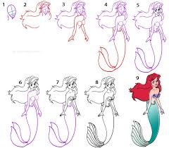 How To Draw A Mermaid Step By Step Pictures Cool2bkids Disney Drawing Tutorial Easy Disney Drawings Mermaid Drawings