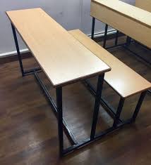 2 person desk arrangement office bench desk, with monitor arms & white tops. Wooden Desk Bench Off 56