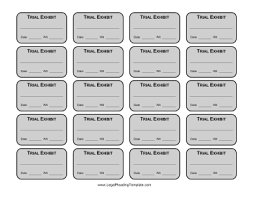 Trial exhibit list template is a trial exhibit list sample that that give information on document style, format and layout. Printable Trial Exhibit Labels Legal Pleading Template