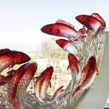 Crystal Fish Figurine Love All Around Nine Dragon Fish Deluxe Collectible Glass Art Liuli Crystal Art Glass Art Crystal Art Glass Sculpture