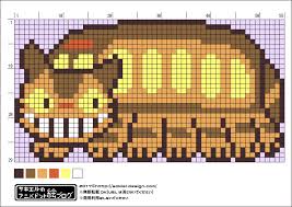 となりのトトロ ネコバスのアイロンビーズ図案 サキエルのアニメドット絵ブログ クロスステッチ 図案 刺繍 図案 図案