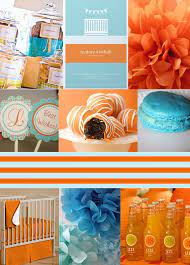 Blue And Orange Baby Shower Celebrating With Orange Blue Green According To Nina Colorful Baby Showers Baby Shower Fun Baby Shower
