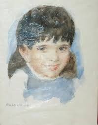 H D BECKER American Artist 1914-1995 SIGNED Original Sweet Boy Portrait  Watercolor Painting 1991 Impressionism Rare Howard Daniel Becker