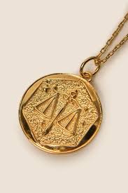 Libra zodiac recht necklace gold
