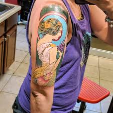 Art Nouveau Half Sleeve Piece Courtesy Of British Ben At Habitual Ink In Casselberry Fl Tattoos
