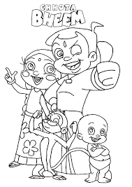 A brave boy with superhuman powers chhota bheem along with his friends chutki, raju, kalia and monkey jaggu await you in the coloring pages. Chhota Bheem Coloring Pages Coloring Home