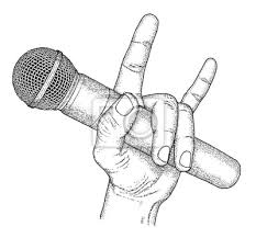 Hand Mit Mikrofon Symbolische Musik Wandsticker Journalist Sie Trommel Myloview De