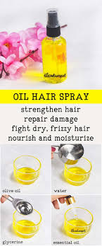 Olive oil is highly essential if one has dry and dull hair. Dry Hair Can Be Tough To Deal With Dry Hair Is Prone To Split Ends Frizziness Brittleness Breakage Etc Olive Oil Hair Spray Olive Oil Hair Diy Hair Spray