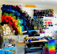 I mounted my camera on a tripod, focus it on my craft table and stood behind the setup. My Craft Room Yarn Wall Rainboweverything