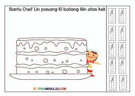 Lembaran Kerja Kira 1 10 Tema Pasang Lilin Kek Kitpramenulis