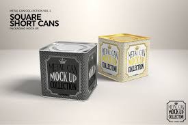 Short Square Lid Cans Mockup Mockup Packaging Mockup Gold Print