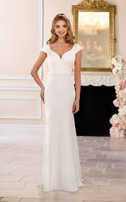 Simple Cap Sleeve Wedding Dress With Open V Back Stella York Wedding Dress Belt Stella York Wedding Dress Wedding Dress Cap Sleeves