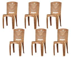 Nilkamal Plastic Armless Chairs Pearl Wood 56x Set Of 6 Amazon In Home Kitchen