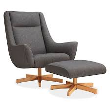 Charles Swivel Chair Ottoman With Wood Base Modern Accent Lounge Chairs Modern Living Room Furniture Room Board Chair And Ottoman Modern Swivel Chair Swivel Chair Living Room