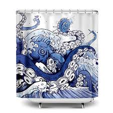 Wirester Blue Giant Octopus Shower Curtain Shower Curtains Boutique In 2020 Shower Curtain Decor Octopus Shower Curtains Nautical Shower Curtains