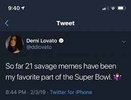 Top 26 demi lovato memes thug life meme. Demi Lovato Tried To Make Super Bowl Joke About Rapper 21 Savage Got Reminded About Her Drug Use Tweets Total Pro Sports