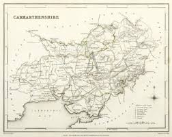 Carmarthenshire Antique Print Map Room British Isles Map Map Globe Map