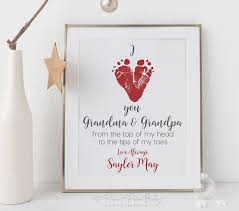 Christmas Gift For Grandparents From Baby Personalized I Love You Footprint Art Print Using Your Child S Feet 8x10 Or 11x14 Unframed Christmas Crafts For Gifts Baby Christmas Crafts Grandparents Christmas Gifts