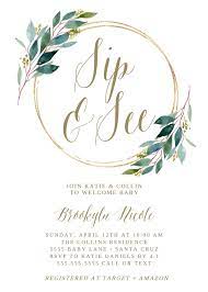 Sip And See Invitation Greenery Instant Download Template Meet And Greet Baby Shower Girl Boy Templett Sip And See Invitations Sip And See Sip N See