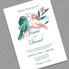 Watercolor Birds Printable Wedding Invitation Template Bird Wedding Invitations Wedding Invitation Templates Free Wedding Invitation Templates