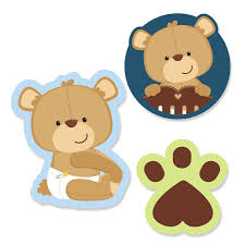 Serving baby shower cupcakes is a wonderful alternative to the traditional baby shower cake. Baby Boy Teddy Bear Diy Shaped Party Paper Cut Outs Bigdotofhappiness Com