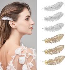 Amazon.com : auwiyd 6 PCS Metal Rhinestone Feather Hair Clip Crystal  Shining Feather-Shaped Hairpin for Women Girls Decorative Sparkling Hair ...