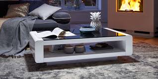 Couchtisch Soleil Hochglanz Mit Schwarzglas Und Abgerundeten Ecken Table Basse Table