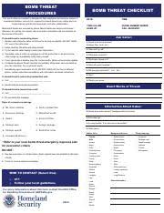 The threat was not credible, law. Dhs Bomb Threat Checklist 2014 508 Bomb Threat Bomb Threat Checklist Procedures This Quick Reference Checklist Is Designed To Help Employees And Course Hero