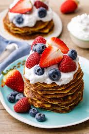 Genius Cream Cheese Keto Pancakes With Berries And Whipped Cream Keto Pots Recipe Keto Pancakes Whipped Cream Desserts Low Carb Protein Powder