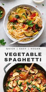The Simple Veganista A Vegan Food Blog Vegetable Spaghetti Is A Simple Mix Of Zucchini Mushrooms S Cuisine Italienne Recettes Dejeuner Spaghetti Recette