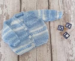 Knitted Cardigan For Newborn Baby Boy Hand Knit Blue Baby Etsy Baby Boy Cardigan Baby Boy Newborn Knit Baby Romper