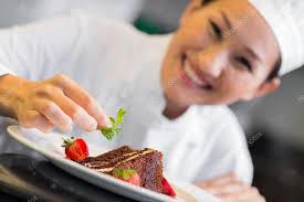 Smiling Female Chef Garnishing Food Stock Photo Sponsored Chef Female Smiling Garnishing Ad