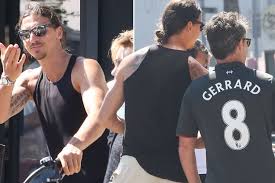 Zlatan ibrahimovic, helena seger and their two kids. Zlatan Ibrahimovic Poses With Fan Wearing Steven Gerrard Shirt As He Continues His Holiday In California Irish Mirror Online