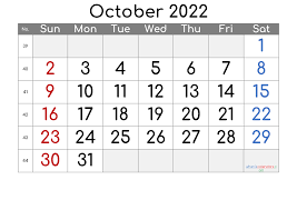 Printable Calendar2022 October Calendarex Com