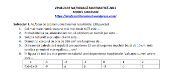 *modele simulare evaluare nationala bac 2021 2020 2019 2018 2017 2016 2015 2014 2013 2012 2011 2010 subiecte.edu.ro; Clasa A Viii Model Simulare Evaluare Nationala Matematica 2015 Subiecte Rezolvare Detaliata Jitaruionelblog Pregatire Bac Si Evaluarea Nationala 2021 La Matematica Si Alte Materii Materiale Lectii Formule Exercitii Rezolvate Matematica