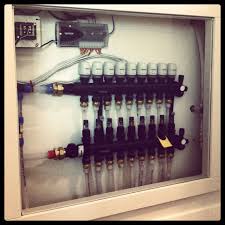 One Of Four Uponor Hydronic Manifold Locations For Our Sales Centre S Radiant Heating System Radiant Heating System Radiant Floor Heating Radiant Floor