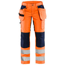 Blaklader 7163 Hi-Vis Orange/Navy Blue Women's Trousers With Stretch |  Start Safety UK