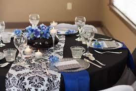 Black And White Party Table Decorations Royal Blue Damask Wedding Party Ideas Photo 4 Of 6 Black And White Party Decorations White Party Decorations Damask Wedding
