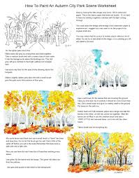 A Simplified Printable Worksheet And Lesson For How To Paint An Autumn Park Sce Landscape Painting Tutorial Watercolor Paintings For Beginners Art Lesson Plans