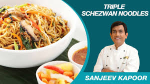 Triple Schezwan Chinese Noodles Recipe By Sanjeev Kapoor Youtube